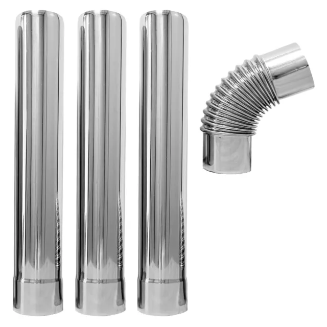 3 Pcs Tube Elbow 90° Connector Metal Vent Smoke Chimney Water Heater