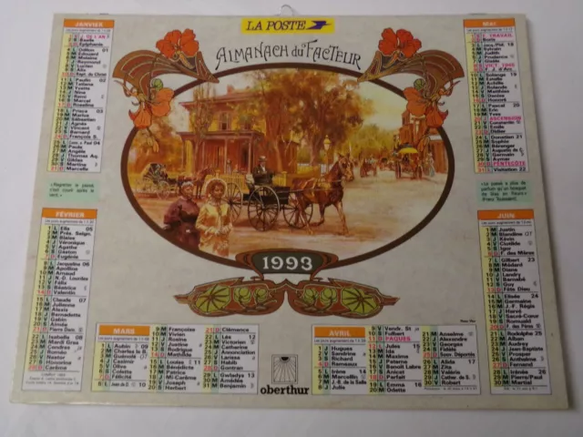 1993 ALMANACH CALENDRIER DES PTT FRANCE Idée cadeau année naissance / Collection