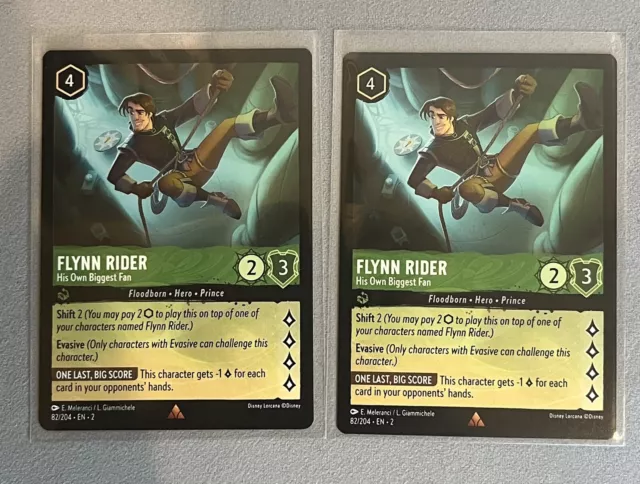 Flynn Rider His Own Biggest Fan  |Disney Lorcana|Rise Of The Floodborn|Lot Of 2