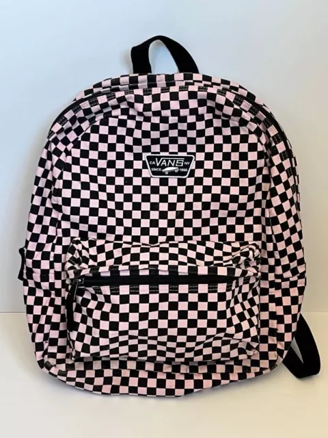 Vans Large Pink & Black Checkered Backpack