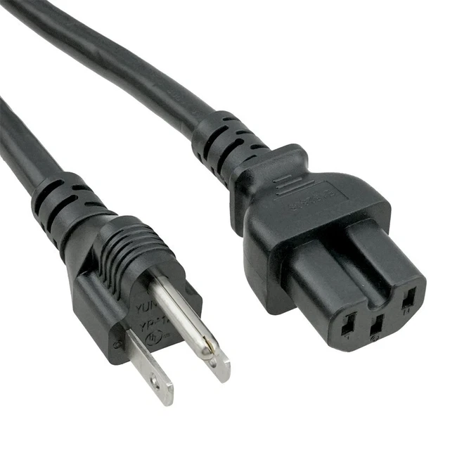 ACP1029 NEMA 5-15 Standard 3 Prong USA Plug to IEC C15 high Temperature Recep...