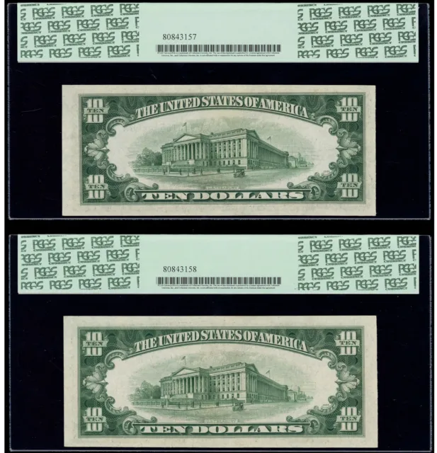 1934-B/1934-A $10 Silver Certificate VINSON Changeover Pair Fr 1703/1702 UNIQUE 2