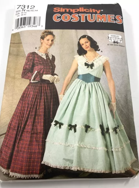 Vintage Simplicity Costume Pattern Adult Antebellum Dress Reenactment 10-12-14