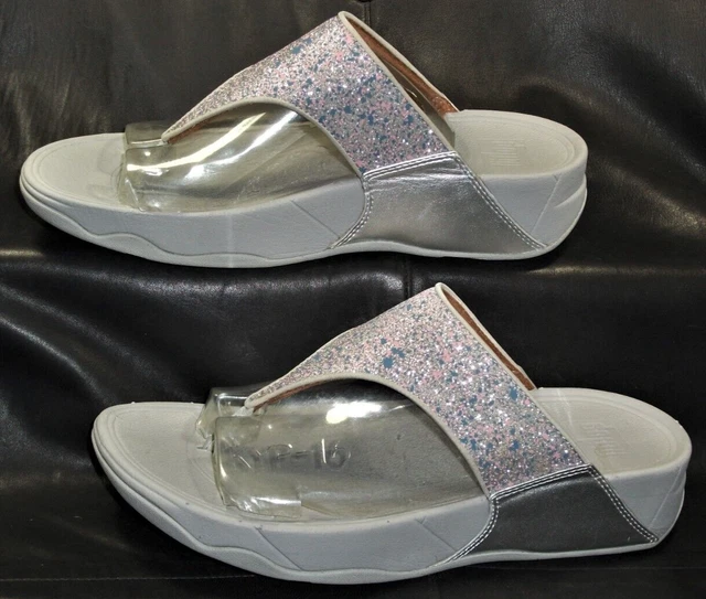 Fitflop LuLu women's multicolor sparkled fabric thong slide mule sandals size 8