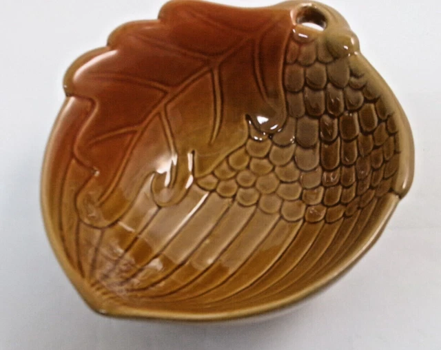Vintage Ceramic Acorn Nut  / Candy Dish. Almond Shaped. No Chips or Scratches.