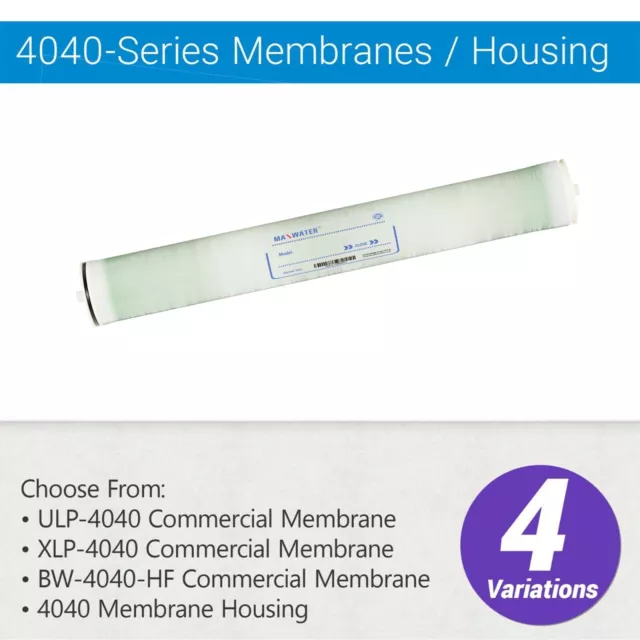4040 Commercial RO Membranes ULP, BW, XLP or 4040 Housing 4" x 40", Choose One