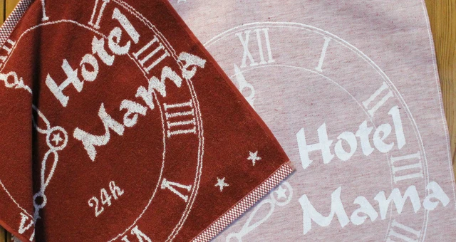 Kracht Geschirr-Trocken-Küchen-Handtuch "Hotel Mama" Halbleinen Frottier