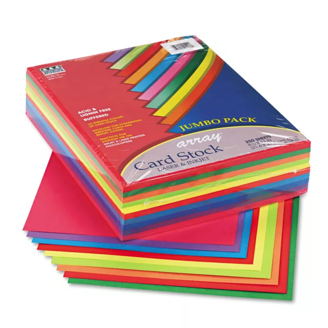 Pacon Array Card Stock, 65 lb., Letter, Assorted Lively Colors, 250 Sheets/Pack