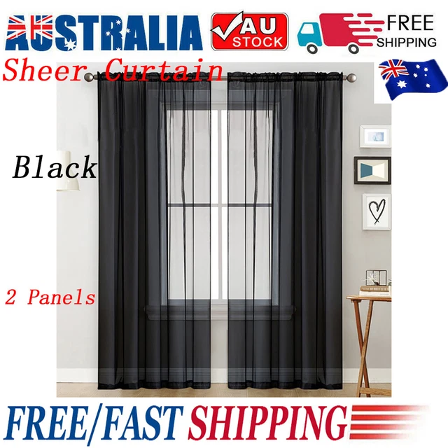 2 Panel Sheer Curtains Rod Pocket Window Sheer Voile Curtain Bedroom 140cmx213cm