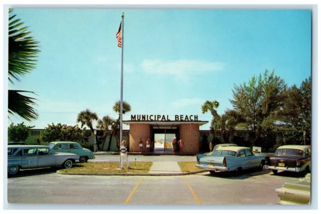 1960 Entrance Municipal Beach Treasure Isle Beach St Petersburg Florida Postcard