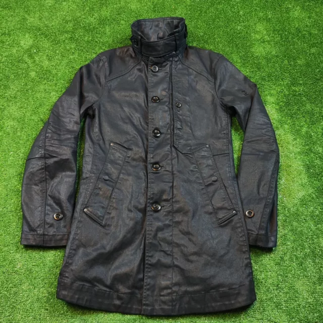 G-star RAW Jacket Mens XS Extra Small Garber Denim Trench Coat waxed cotton Zip*