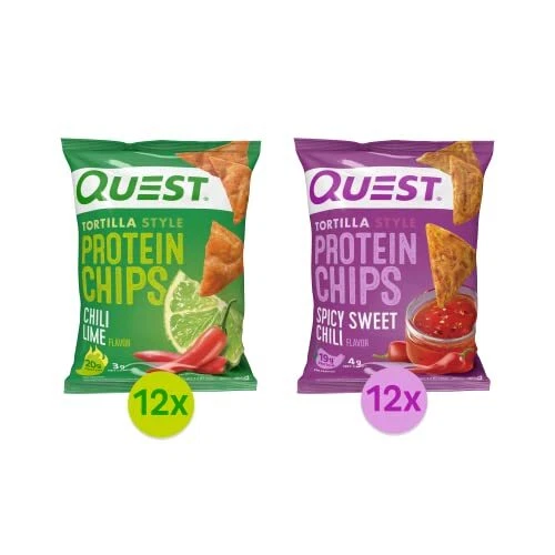 Paquete de papas fritas de proteína estilo tortilla Quest Nutrition chile lima y dulce picante...