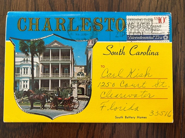 Vintage  Charleston  South Carolina  Postcard Folder  14 Views Posted 1974