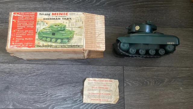 Tri-ang Minic Toys Clockwork Sherman Tank Vintage Series II Boxed