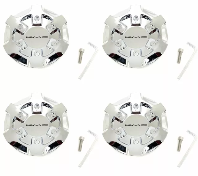 4 KMC Wheels Chrome Wheel Center Hub Caps for 5/6Lug KM695 Crosshair