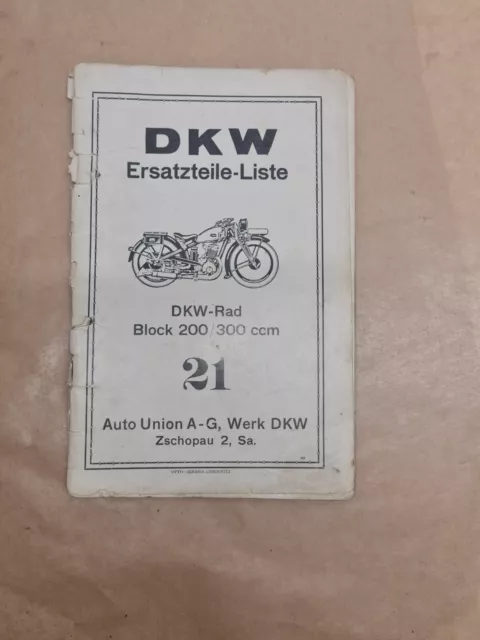 DKW Ersatzteile-Liste DKW Rad Block 200/300ccm 21