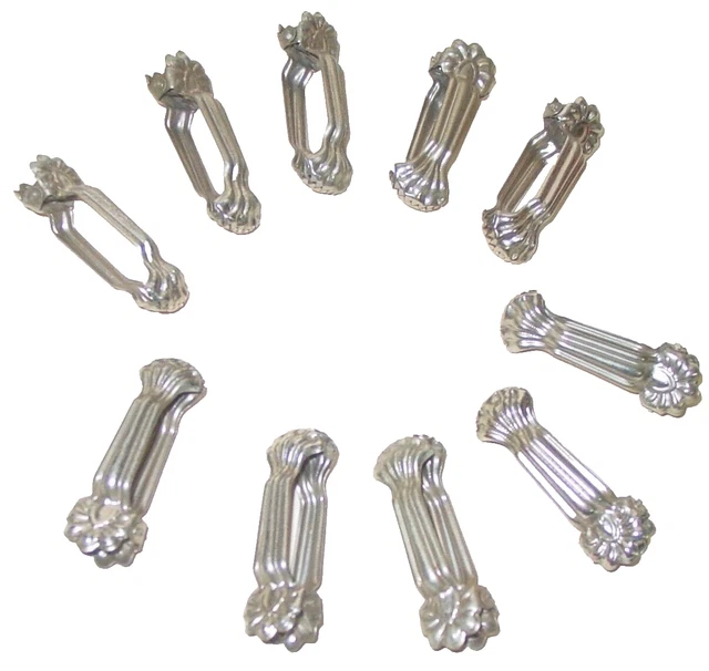 10 Vintage Cafe Curtain Oval Clam Shell Stamped Embossed Ornate Metal Clip Lot