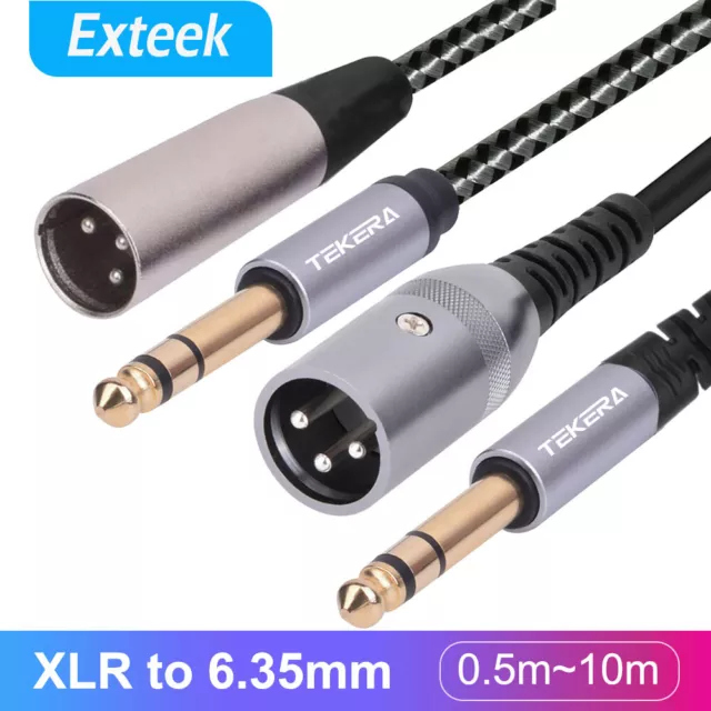 Balanced Male XLR to TRS 1/4" 6.35mm Microphone Stereo Jack Cable Lead AU