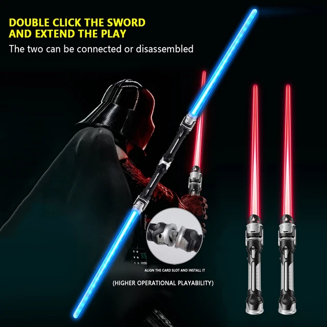 2x Lightsaber Saber Swords LED w/ Sound Extendable Plastic Flashing Light Toys╏