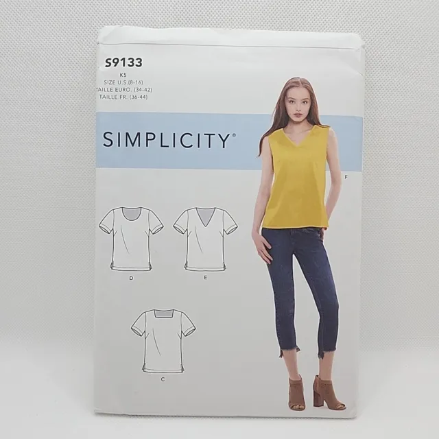 Simplicity 9133 Misses' Pullover Shirt Tank Top Sewing Pattern Size 8-16 Uncut