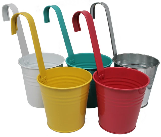 5 x Hängetopf Balkon Blumentopf Hängetöpfe Garten Blumen Zink Topf Pflanzentopf