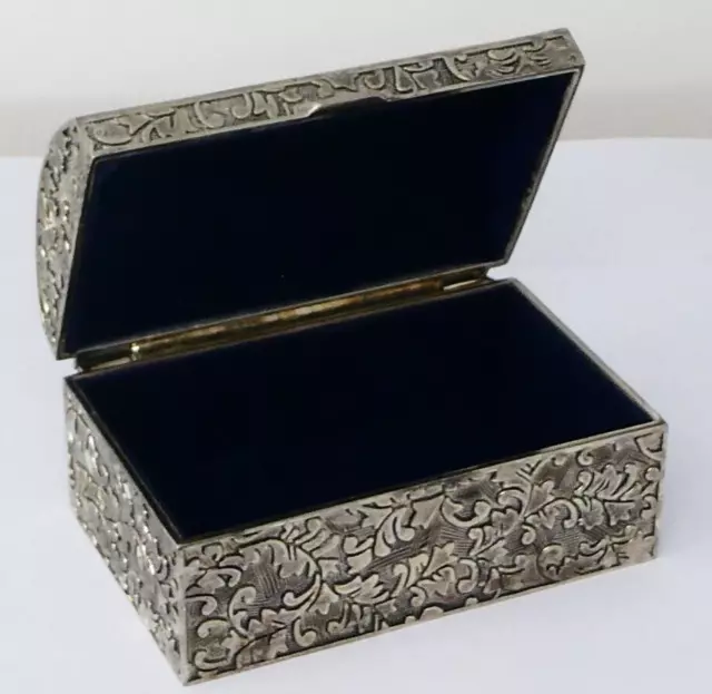 Dome Topped Silver Plated Jewellery / Trinket Box with Velvet Lined Interior