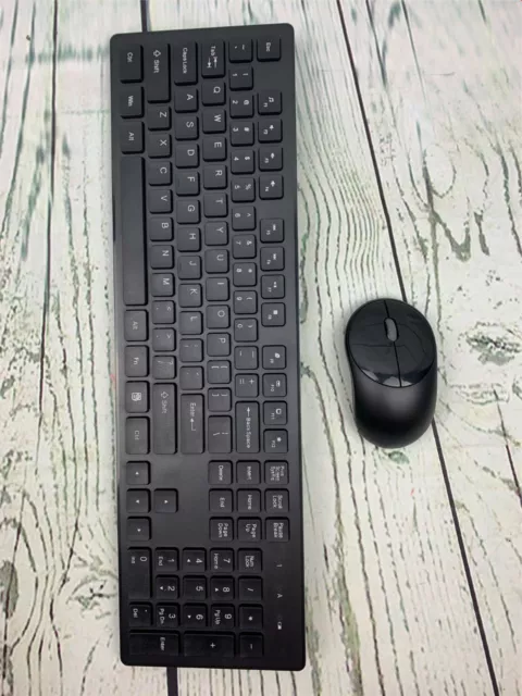 Universal Wireless Keyboard Mouse Combo 24GHz Slim Full Sized Silent Black