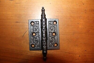 2-1/2" x 2-1/2" Ornate Steeple Tipped Cast Iron Victorian Eastlake Hinge D-37