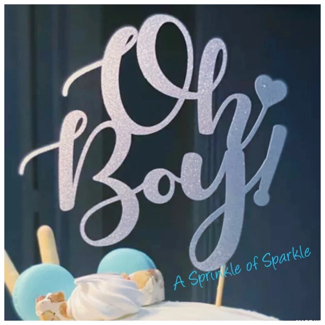 GENDER REVEAL OH Boy Glitter Cake Topper Baby Shower Cake Smash GENDER REVEAL OH Boy Glitter Cake Topper Baby Shower Cake Smash