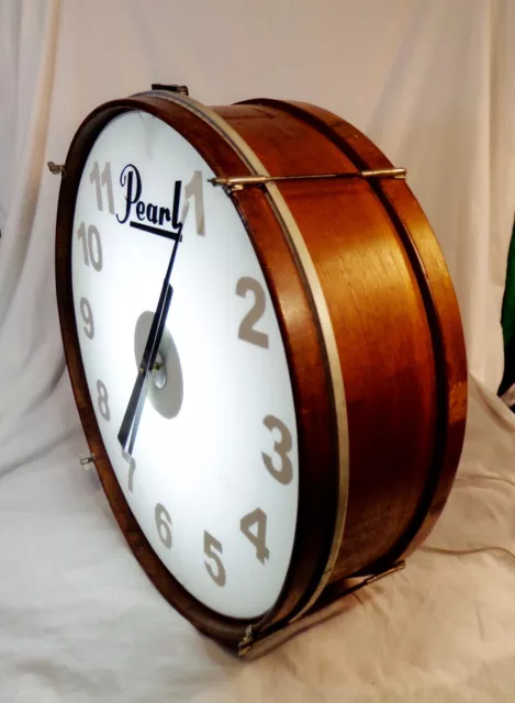 Antique 24" Bass Drum Bar Room Clock Backlit White to Black Numbers Antique 24" Bass Drum Bar Room Clock Backlit White to Black Numbers