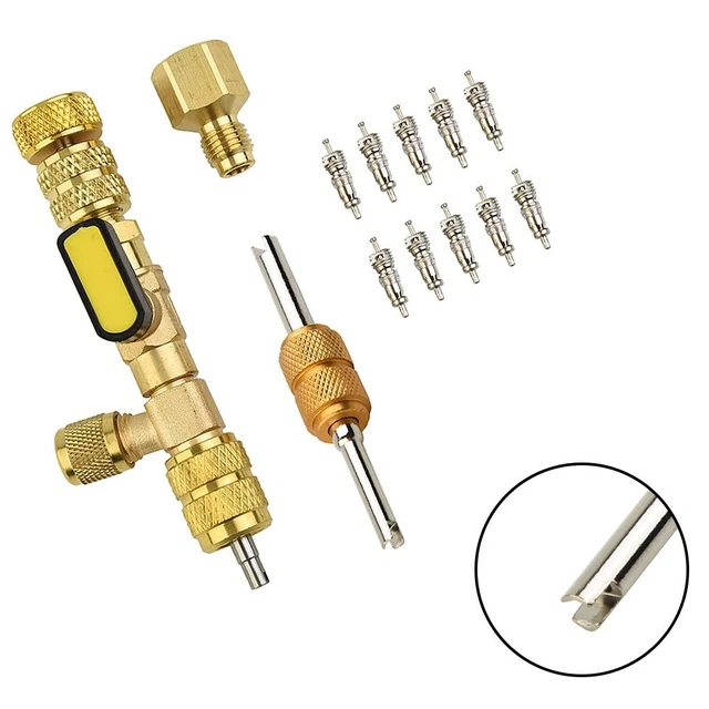 Kit Outil Démontage Valves Climatisation R32/R410 - Double Taille 1/4" Et 5/16" SAE, En Cuivre, Pour Professionnels Et Bricoleurs - 3