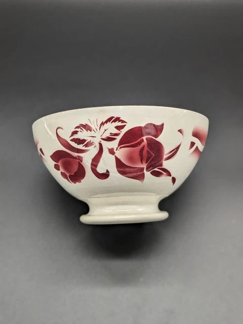 Grand bol ancien Digoin fleurs roses