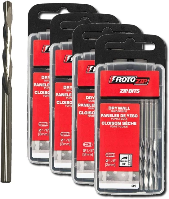 Rotozip 1/8'' Guide Point Drywall Router Bits for Cutout Tools, ROTO ZIP - GP8 -
