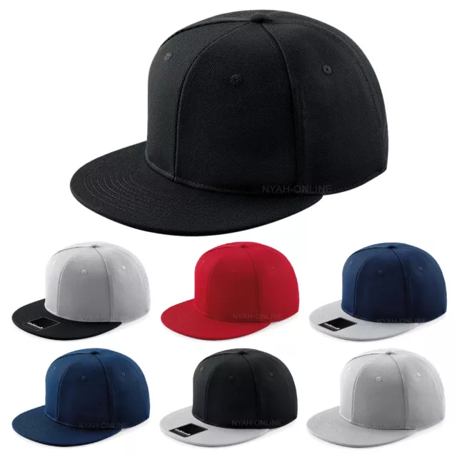 New Plain Snapback Cap Black Plain Baseball Hip Hop Era Fitted Flat Peak Hat