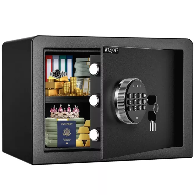 WASJOYE Safe Box, Money Safe Lock Box with Electronic Digital Keypad, Cabinet