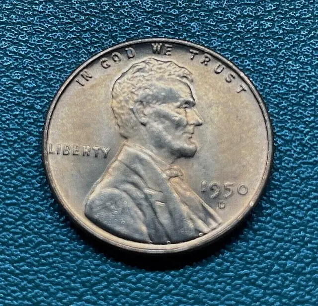 1950 D Lincoln Wheat Penny Cent - BU - FREE SHIPPING L030