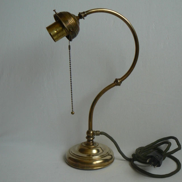Ancienne Lampe de Bureau réglable Col de Cygne en Bronze vintage
