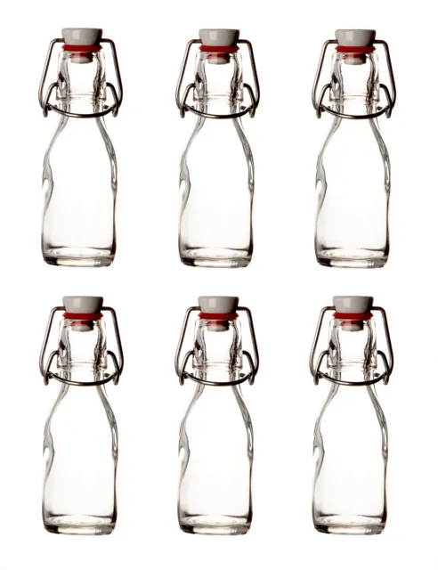 6x Bügelflasche 100ml klein für Saft Öl Glas Einmach Flasche mit Bügelverschluss