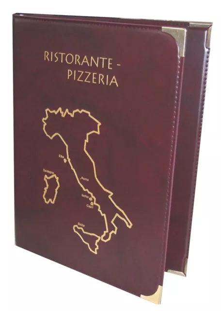 RH-Speisekarten-Mappe RISTORANTE - PIZZARIA - ITALIEN mit Buchschrauben oder Rin