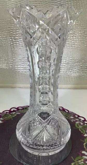 American Brilliant ABP Cut Glass Crystal Vase 12"