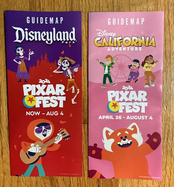 DISNEYLAND & DCA Park Guide Maps Pixar Fest 2024 April August Coco