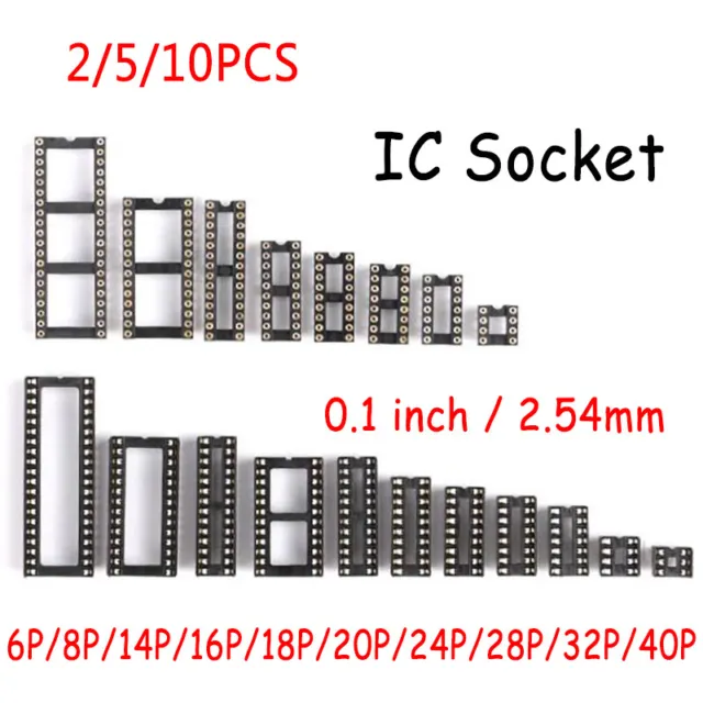 DIP DIL Sockets Width Narrow 6P~40P IC Socket Circular Hole -0.1 inch 2.54mm Pin