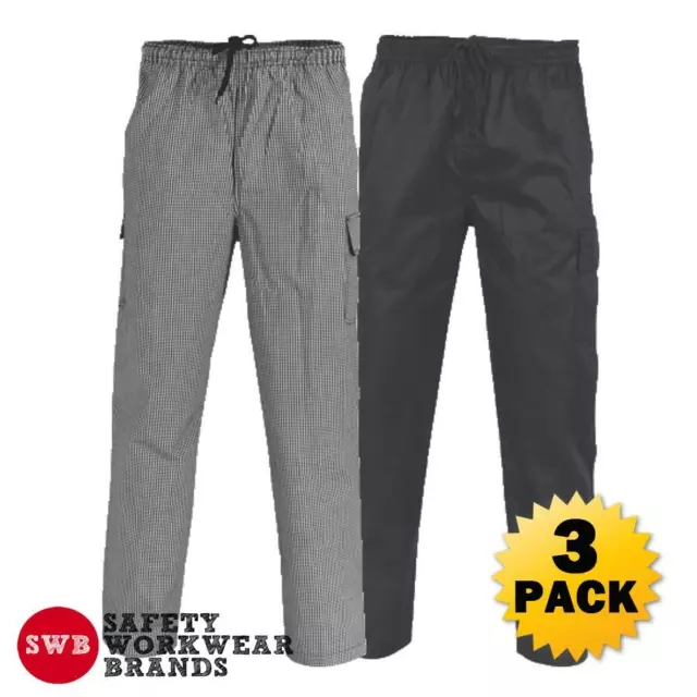 3 x DNC Workwear Unisex Drawstring Poly Cotton Cargo Pants Work Casual New 1506