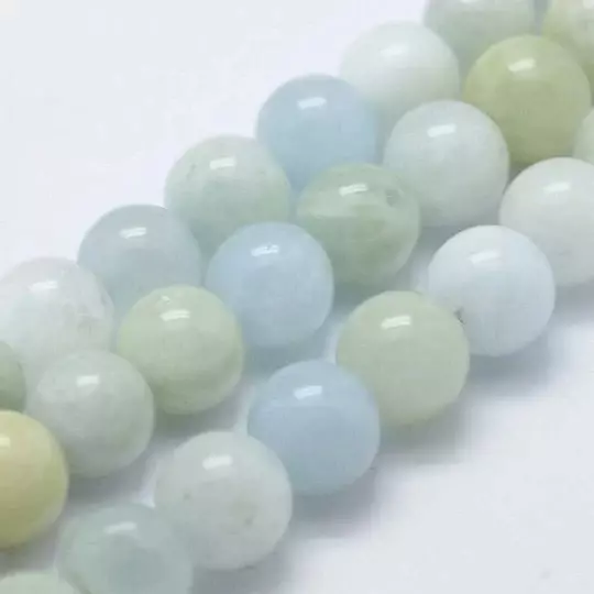 lot de 24 Perles aigue marine naturelles 8 mm