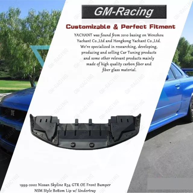 CF R34 GTR OE Front Bumper NSM Bottom Lip w/Undertray For 99-02 Nissan Skyline