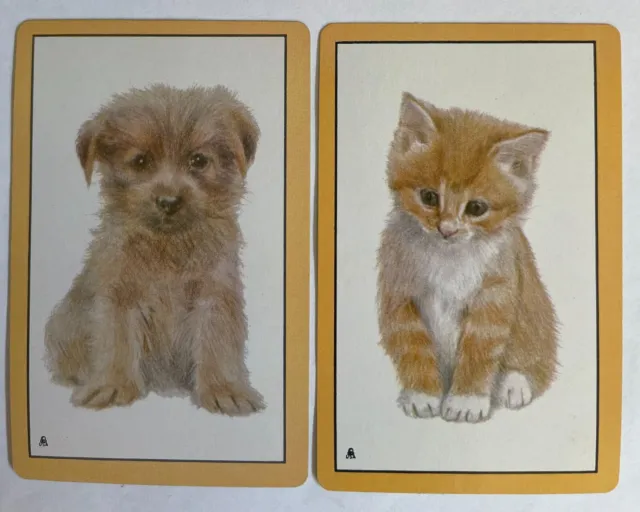 Ginger Tabby Kitten Cat Puppy Dog Baby Animal ACE Vintage Art Swap Playing Cards