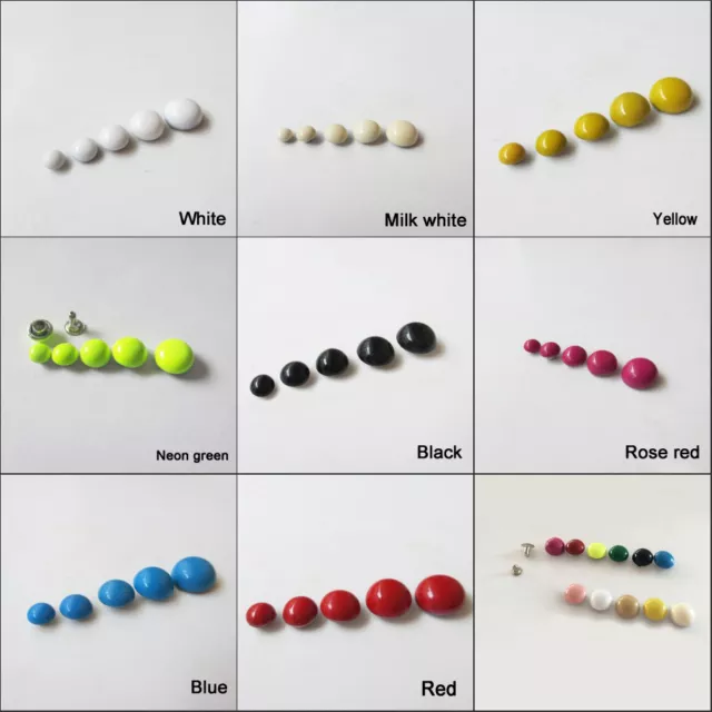 Coloured Domed Single Cap Rivets Studs Leather Sewing Crafts 5mm 6mm 7mm 8mm 9mm