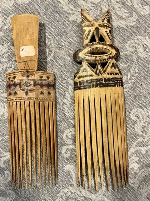 Vintage Rare Tribal Combs Set of Two Papua New Guinea