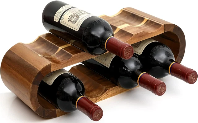 FekCits Wooden Wine Racks Countertop, 8 Bottles Acacia Wine Rack Inserts for for