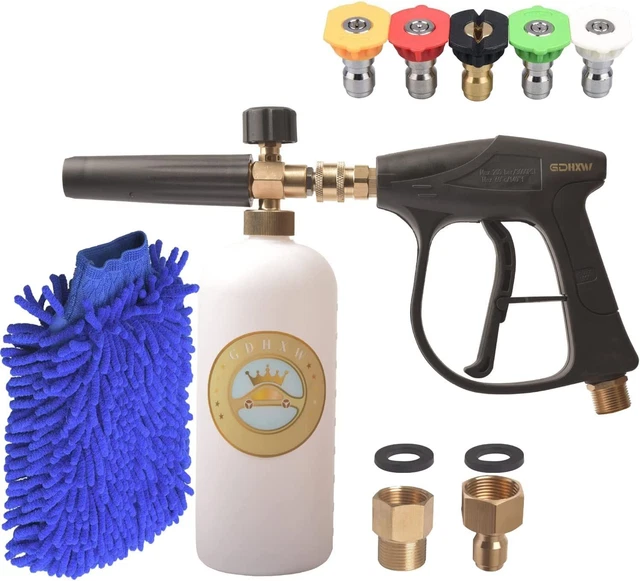 GDHXW X-884 Complete Kit for Car Washing High 1/4”， M22Adapter, White Black